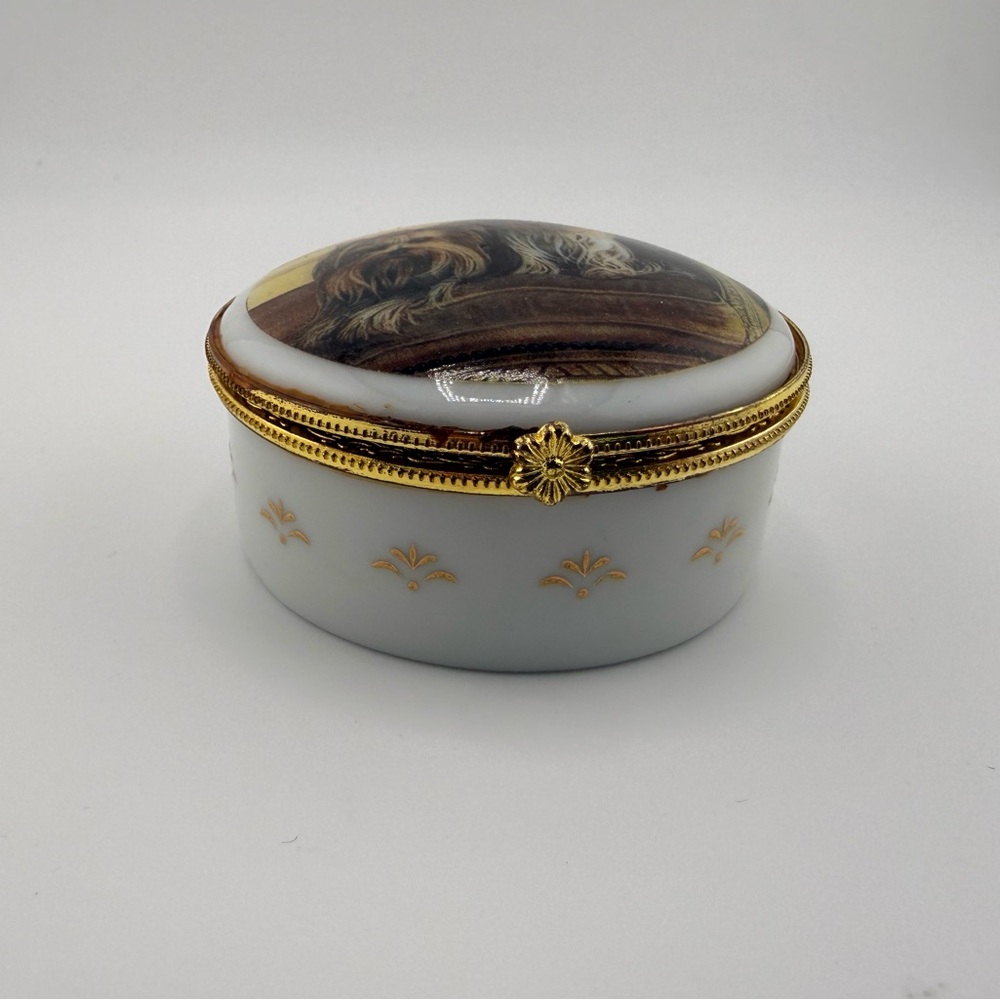 Willbee & Ward Pampered Pair Yorkie Trinket Box Patricia Bourque Gold - Picture 3 of 8